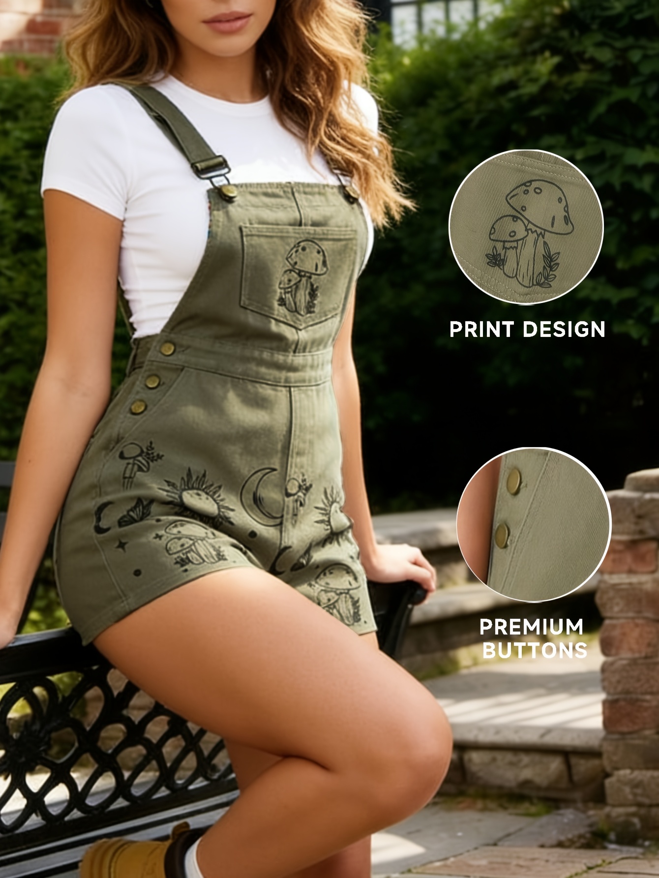 womens casual denim overalls details 3