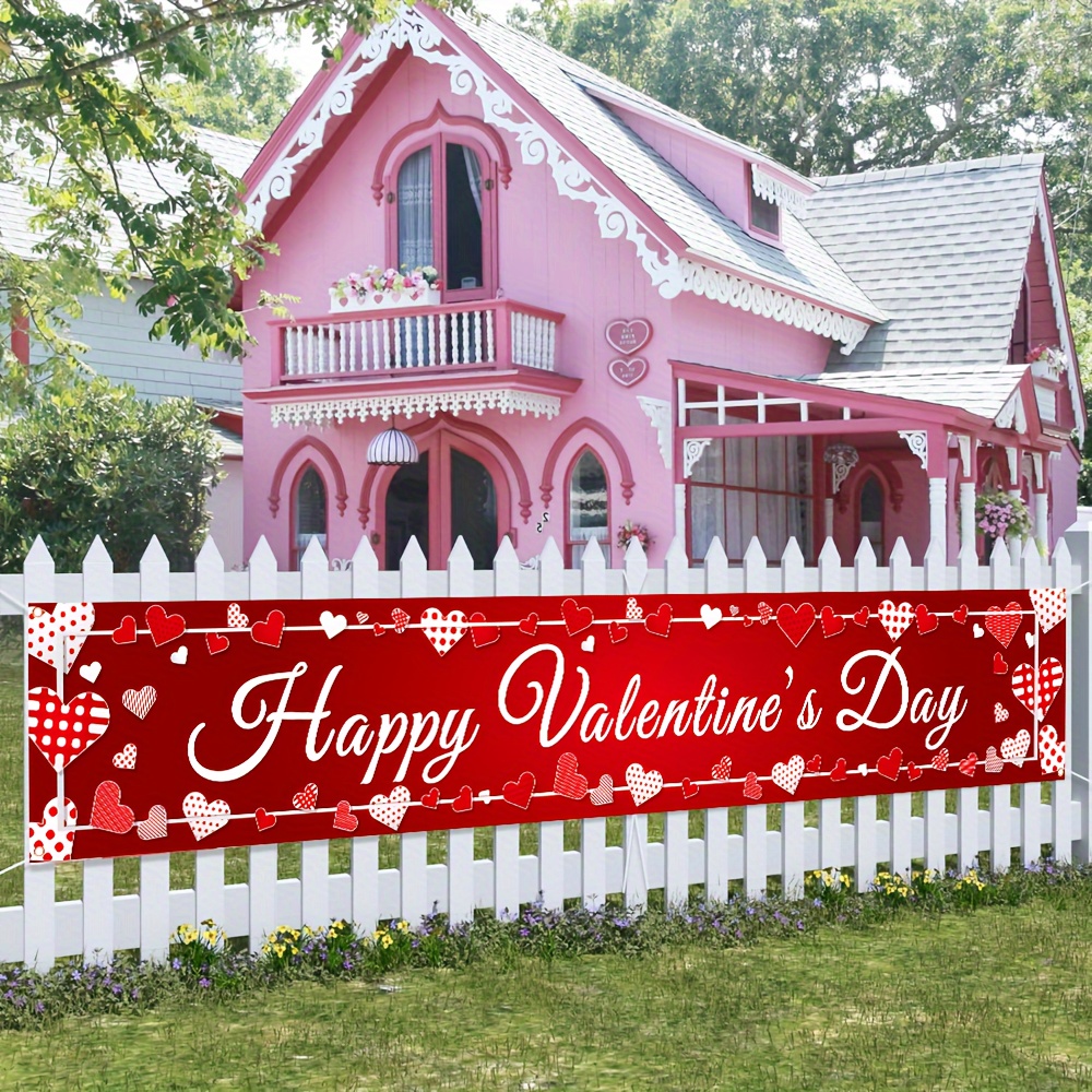 

Valentine's Day Love-themed Banner - 118" X 19.6" Polyester, Fade-resistant Outdoor Decoration