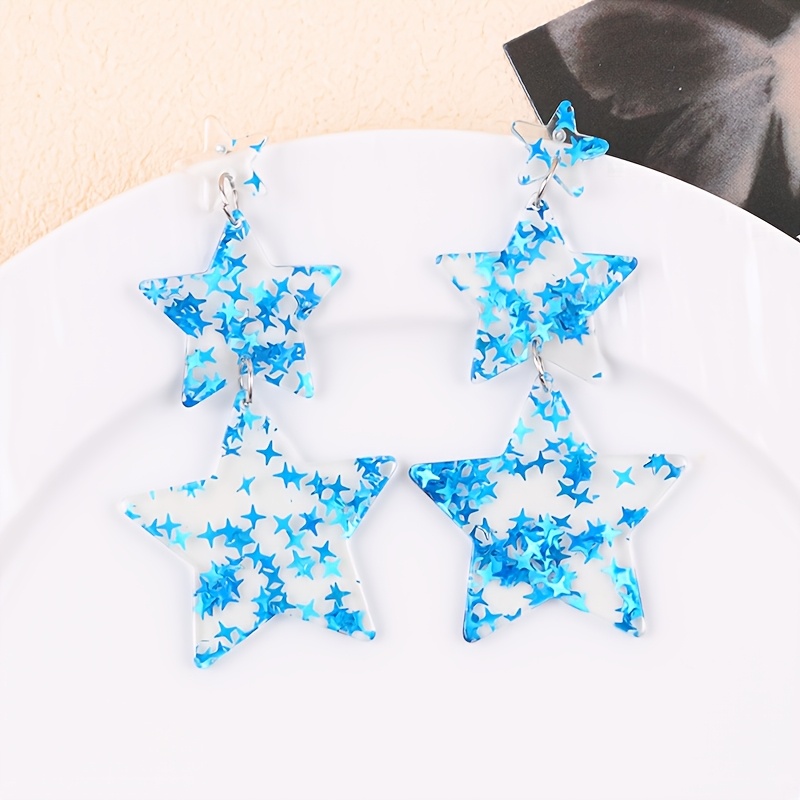 TEMU 2 paires de boucles d'oreilles acryliques longues colorées et pour Mardi Gras, cadeau de fête style célébrations pour femmes