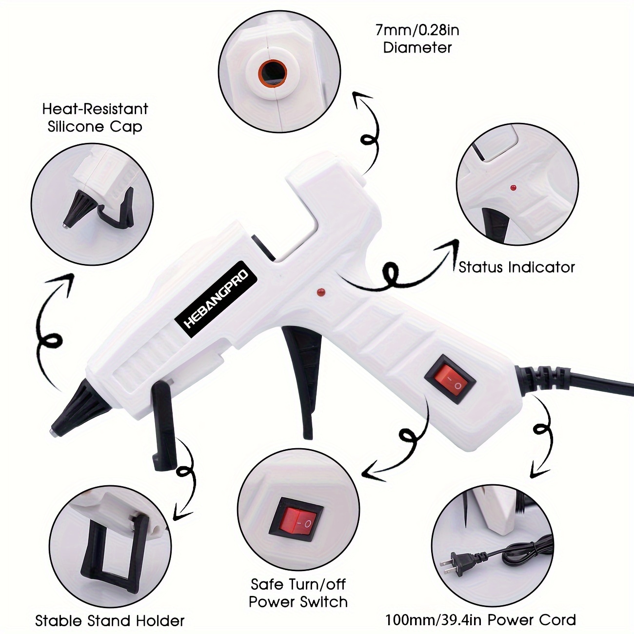 30W Hot Melt Glue Gun Kit with 30 Glue Sticks 0.27 x 5.9 in for Crafts, DIY, and Home Repairs, Multiple Color Options