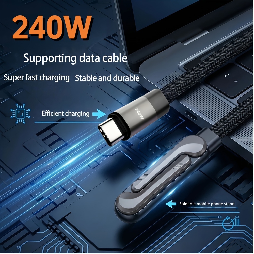 240  phone charging cable fast charging mobile phone stand data cable dual type c fast charging 360 degree rotating stand foldable without blocking hands suitable for samsung xiaomi huawei iphone 15 16 17 samsung xiaomi