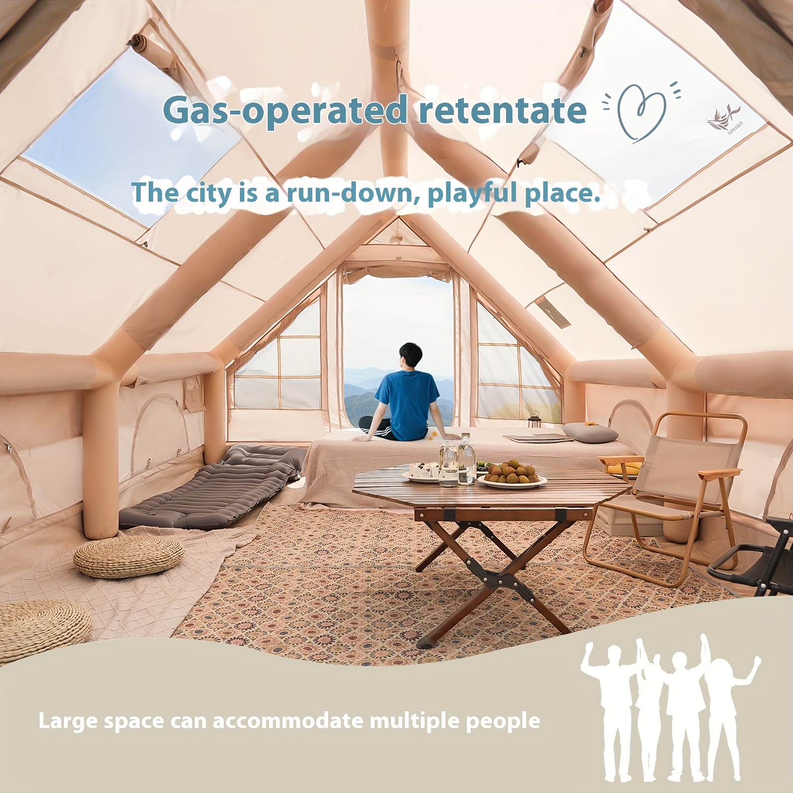 Aufblasbares Campingzelt fr 4-8 Personen, Outdoor-Zelt mit Fenstern,  tragbare Zelte, vielseitiges Selbststehendes Luftzelt fr alle *  aufblasbares Zelt, inklusive einfacher und tragbarer ...