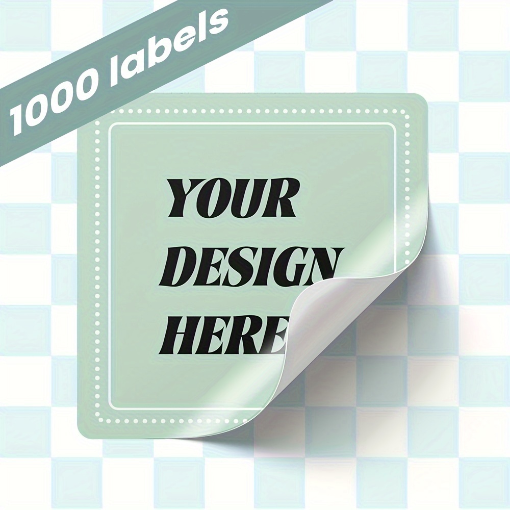 

Custom Waterproof Stickers - 1000pcs, Personalize With Your Text & Image, , Ideal For Weddings, Gifts, Office & Events - Choose Your Size (2", 3", Or 4" Square Labels