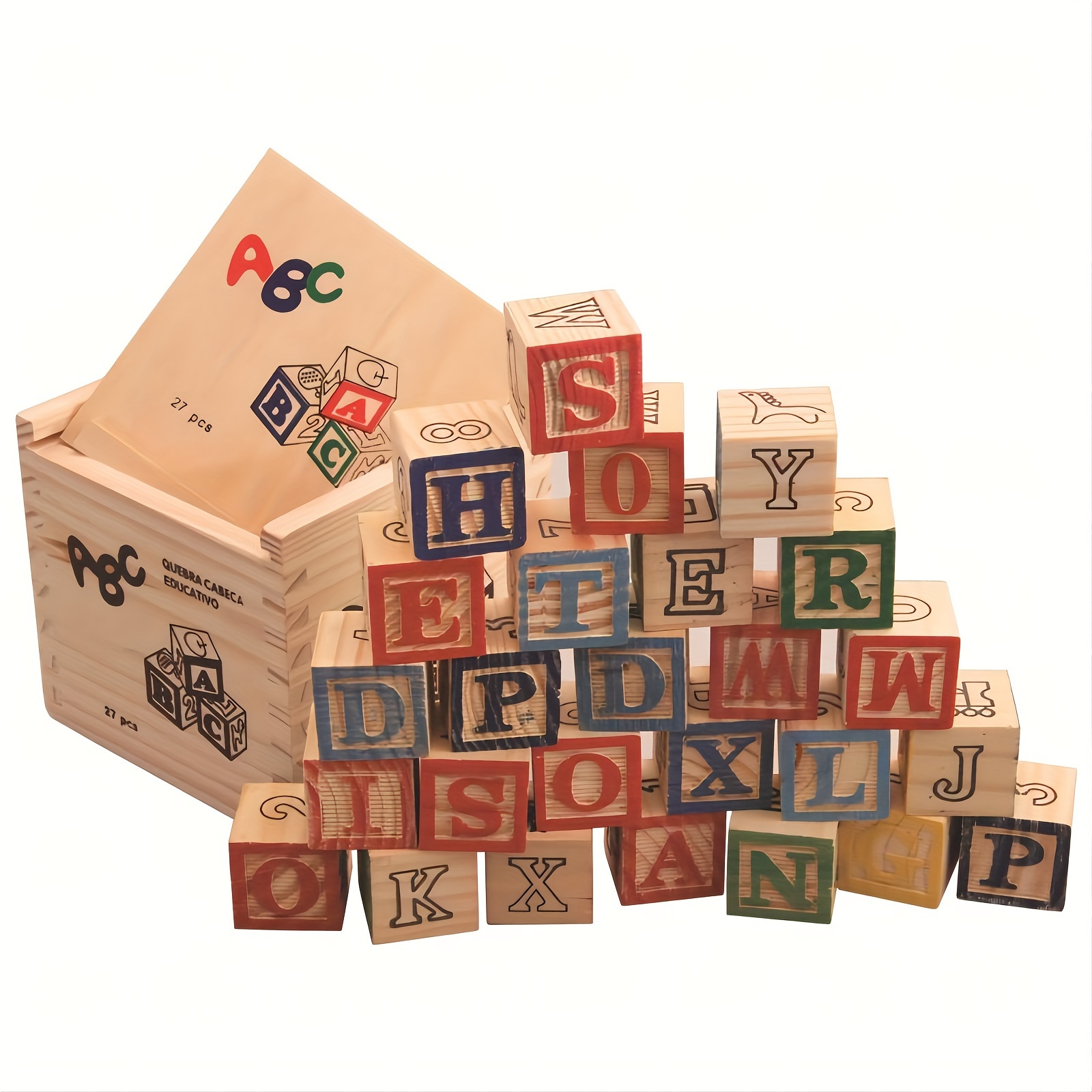 

Alphabet Building Blocks With Large Wooden Cubes, Numbers, And Educational Toys