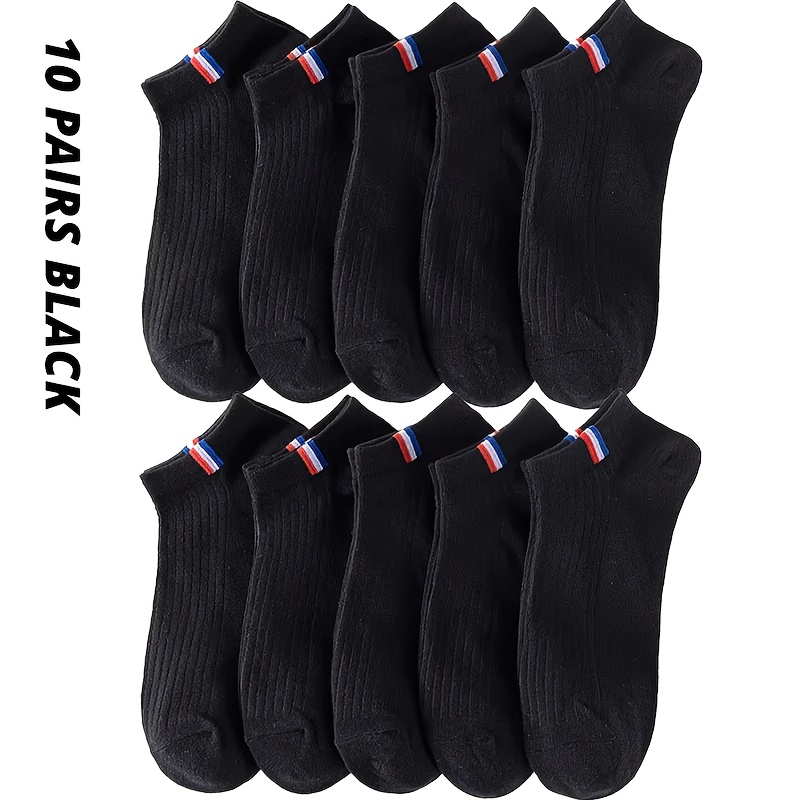 TEMU 10 Pairs Men' Color Short Socks, Easy Versatile Men's Boat Socks