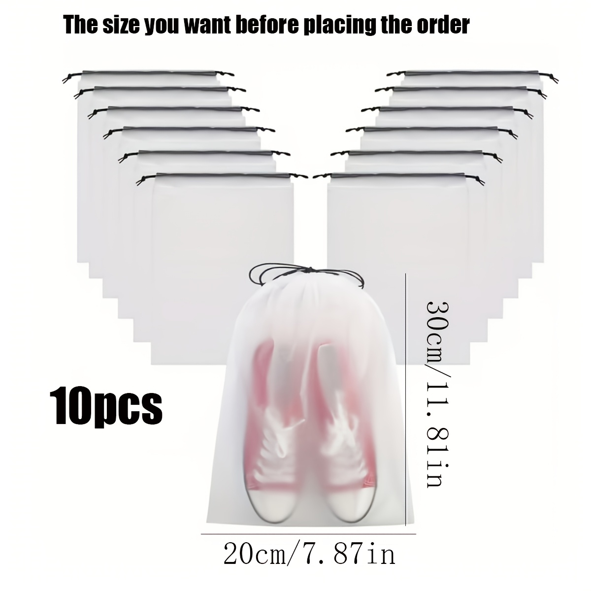 5/10/15/20 piezas Bolsas de malla de almacenamiento semitransparentes, Bolsas con cordón para ropa y almacenamiento de viaje de ropa interior, Bolsas para guardar zapatos, Bolsas para guardar ropa y calcetines