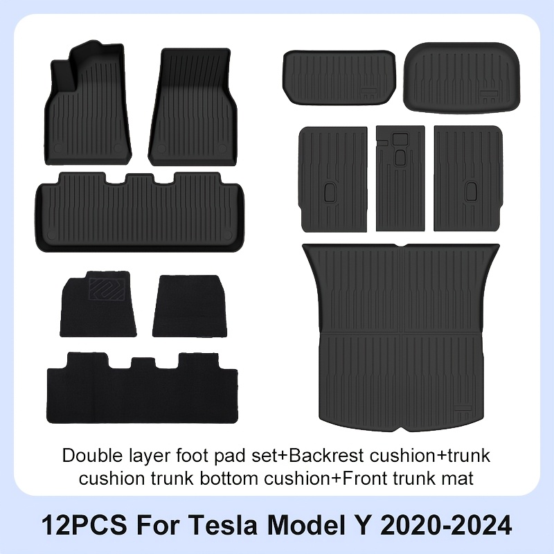 Image of Tpe Material Double-layer Foot Mats 12pcs Set, Suitable For 2020-2024 Left-hand Drive Models, Non-slip, Wear-resistant, , Universal, Easy-to-clean Stylish Mats