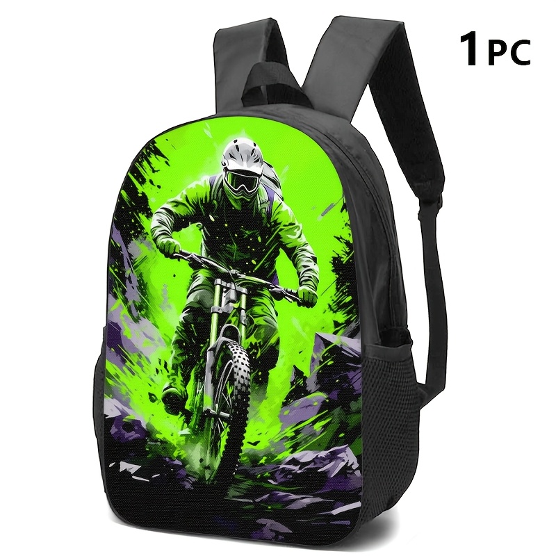 TEMU 1pc/2pcs/3pcs AIKY Sac à Dos, Sac Bandoulière & Pochette Thème Montagne Vert Néon, Adapté pour Équipement Extérieur, , Voyage - Design Dynamique