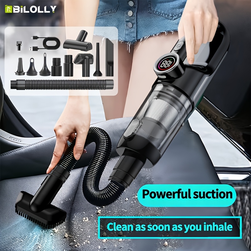 TEMU Car-mounted Cordless Vacuum Cleaner - A Powerful Handheld Vacuum With A High-performance Brushless Motor, One-button Dust Removal Feature, Usb
