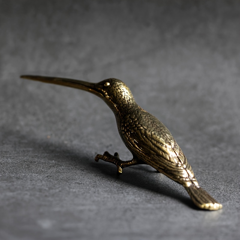 Vintage Solid Copper Long Mouth Bird Small Statue Ornaments