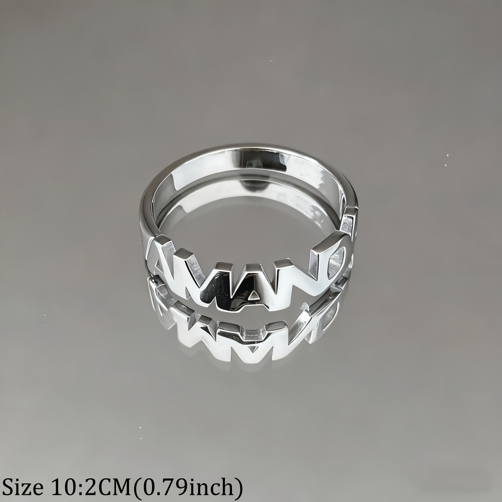 Custom Name Golden Stainless Steel Ring, Elegant Monogrammed Band