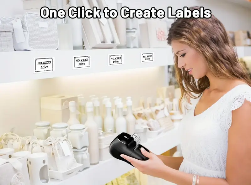 phomemo m110 label maker wireless label printer with one roll 40x30mm thermal sticker label thermal label printer for store owner small business address logo clothing mailing sticker printer for phones pc mini labeler for barcode document product information details 1