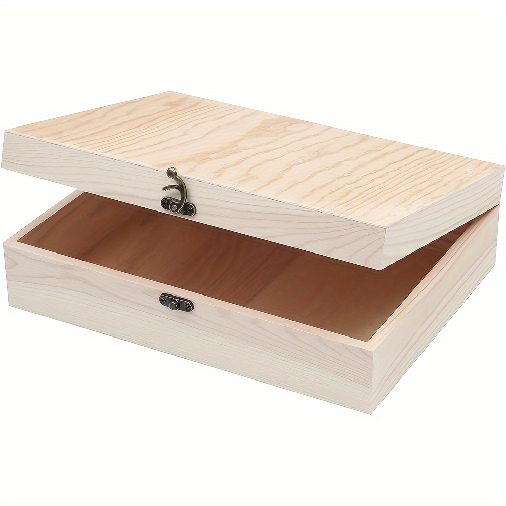 

Astucieux rangement DIY : Boîte en bois de pin brut de 12" x 9" x 3,35" avec couvercle articulé