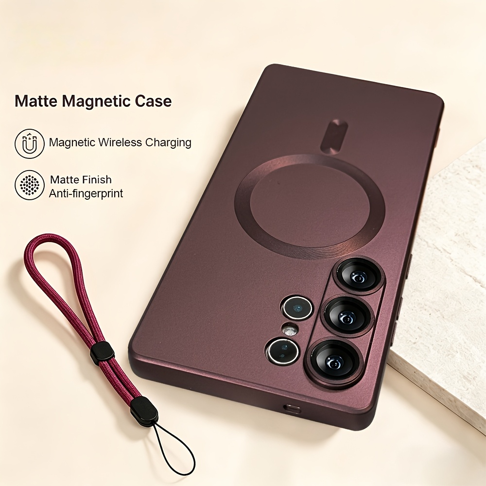 TEMU Phone Case: Luxury Matte Magnetic Phone Case For For Galaxy S26 S25 S24 S23 S22 Ultra Fe Plus A37 A57 A56 With Lens Protector Wireless Charging