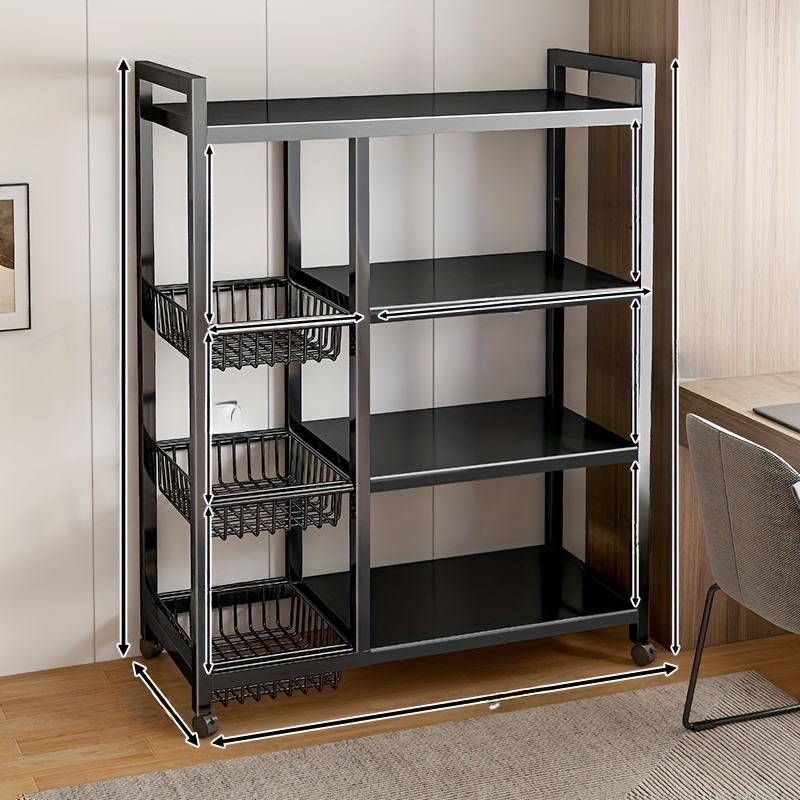 Heavy-Duty Steel Kitchen Storage Rack with Adjustable Stabilizer  Multi-Tier Open Shelving for Microwave Appliances, No