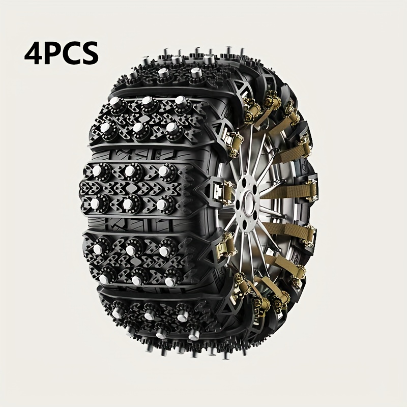 Image of 4pcs New Universal Anti-slip Car Chains - Anti-slip Snow Chains, Suitable For Snow, Ice, And Mud - Fits Suv And Off-road Truck Tires 165mm-265mm/6.5.4''