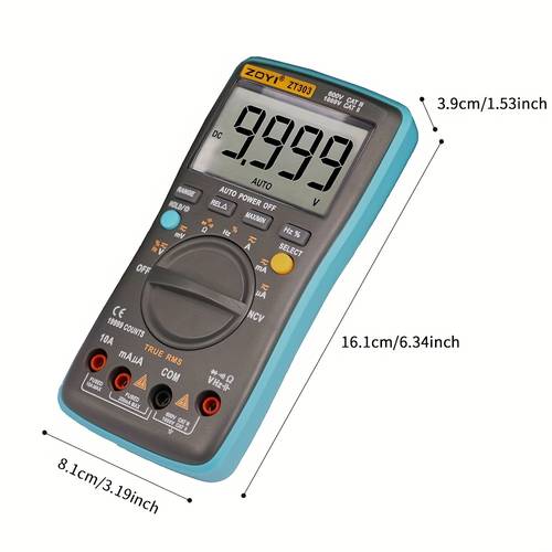 digital multimeter zt 303 true rms 19999 automatic range ammeter voltmeter intelligent capacitor temperature ncv ohm tester