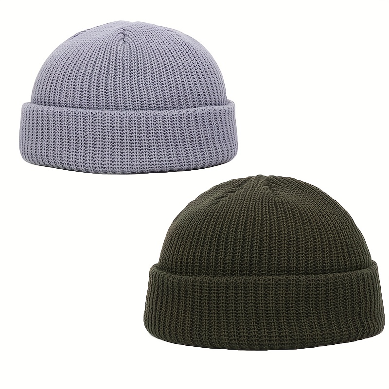 TEMU 2pcs Korean Style Streetwear Versatile Pom Pom Beanie For Men, Autumn/winter Warm Pullover Hat For Women