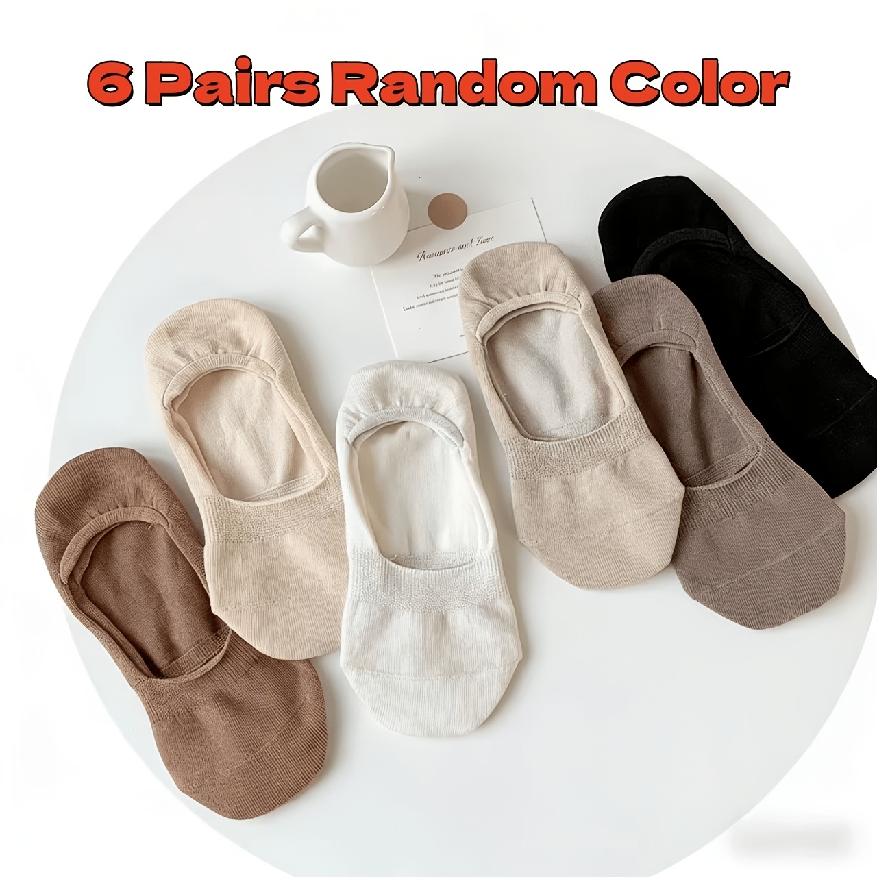 Image of 6 Pairs Women No Show Invisible Socks Random Neutral Colors, Soft Breathable Non Slip Liner Socks, Everyday Basic Foot Socks For Flats Sneakers, Great Value Daily Wear Gift Pack