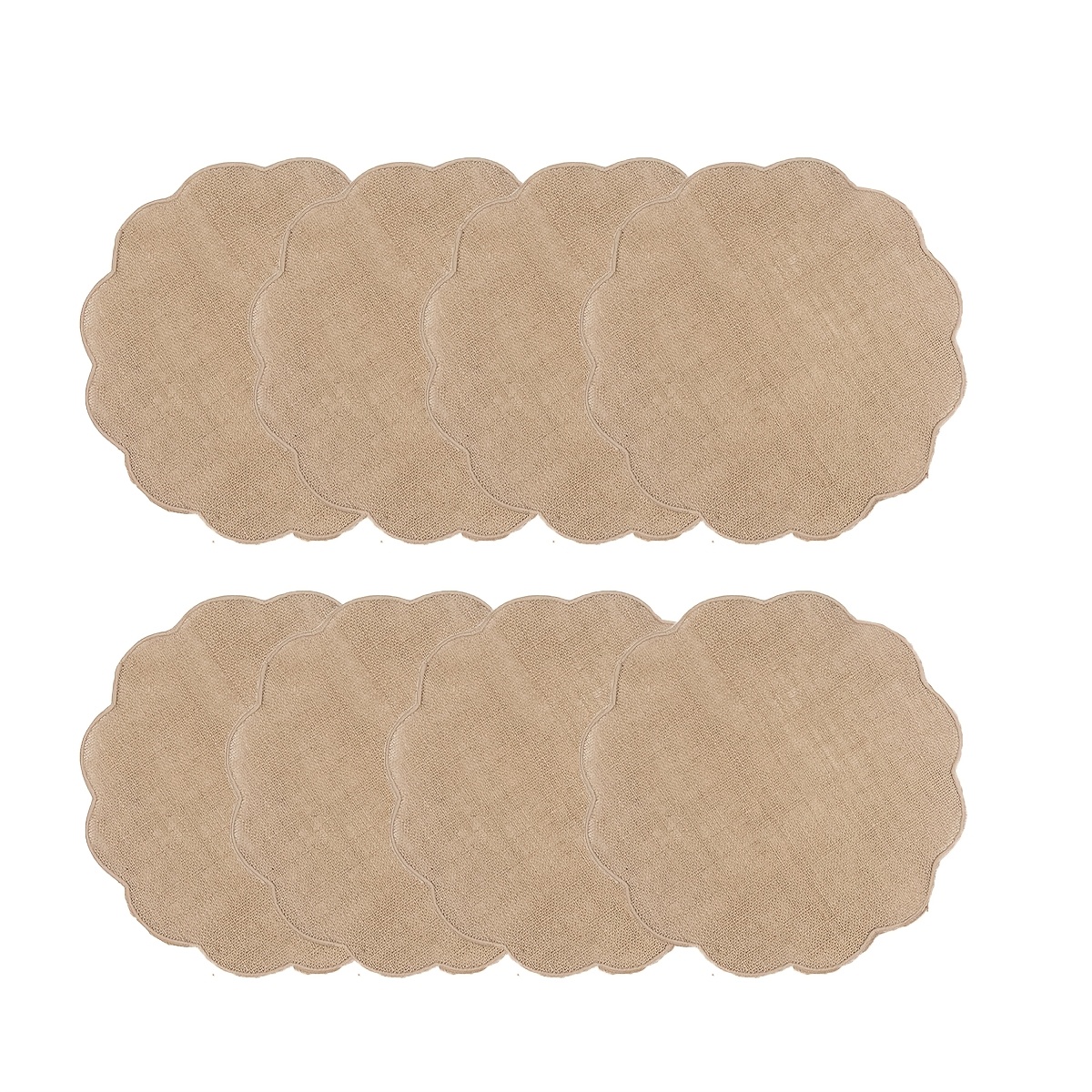 TEMU Lot de 8/10 sets de table ronds en lin à bord , sets de table ronds rustiques en jute, résistants à la chaleur et antidérapants. Convient pour