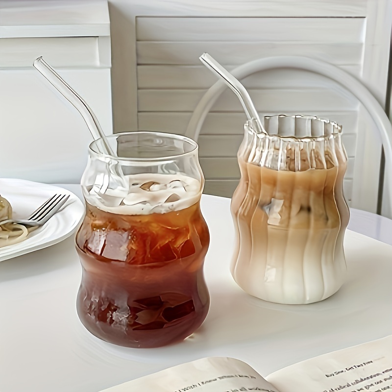 

2pcs, 18.1oz/530ml Cloud Cup Smooth Surface, Irregular Shaped Drinking Glass, Wavy Clear Glass Water Cup, Iced Coffee Cups, Cute Drinking Cups, Summer Winter Drinkware, Home Kitchen Items