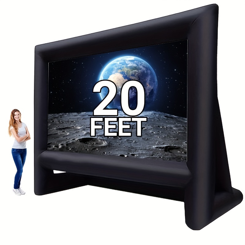 

20 Ft Outdoor Inflatable Projector Screen - Supports Front And Rear Projection - Includes Inflation Air Blower Storage Bag, Easy Set Up Blow Up Screen For Night, Theme Parties, Celebrations