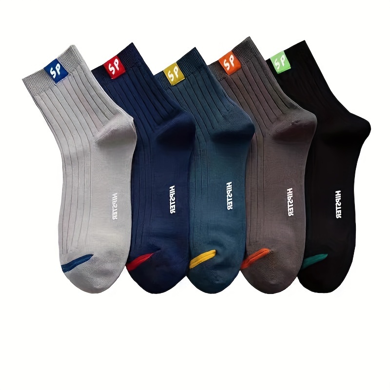 TEMU Sp Letter Design Men's Mid-calf Socks - Breathable, Moisture-wicking, And Durable - Suitable For Wear