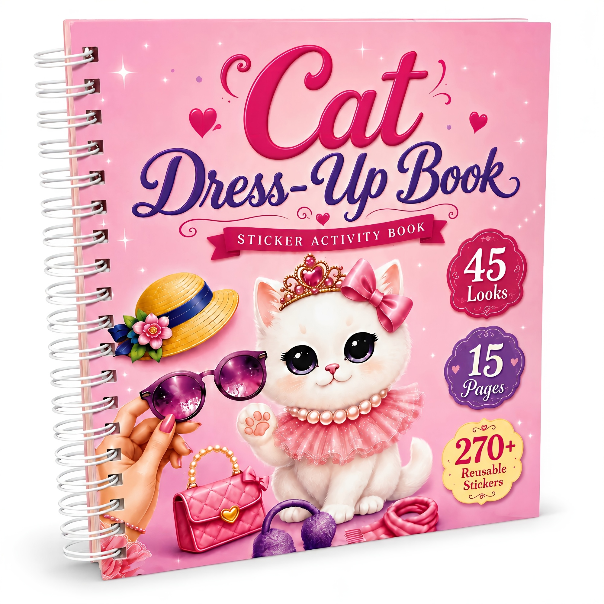 TEMU Kitten Dress Up Sticker Book, 270+ Stickers, 45 Guides, Creative Journaling, Scrapbooking Stickers, Cat Styling For Journaling, Scrapbooking,