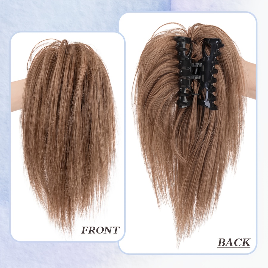 elegant claw in ponytail extension for women tousled updo style in   blonde highlights heat resistant synthetic hair   daily wear parties gifts ponytail hair extensions details 1
