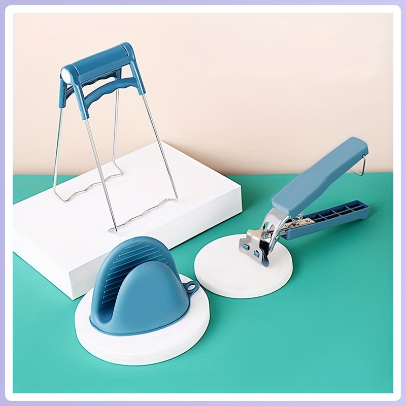 4pcs stainless steel anti kitchen tongs set blue durable clips