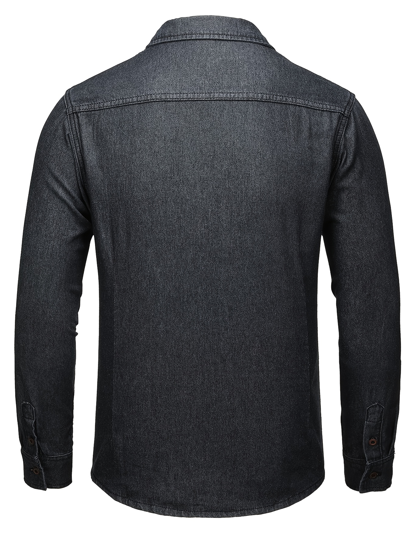 CS008 Men'S Slim Fit Turn- Collar Denim Shirt Classic Double Pocket Long Sleeve Top Business Casual Dark Wash Jacket Spring And Autumn Versatile Fashion Shirt Jacket