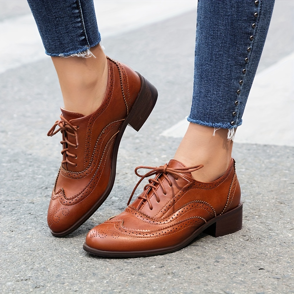 womens brogue shoes women daily wear elegant retro oxford Temu