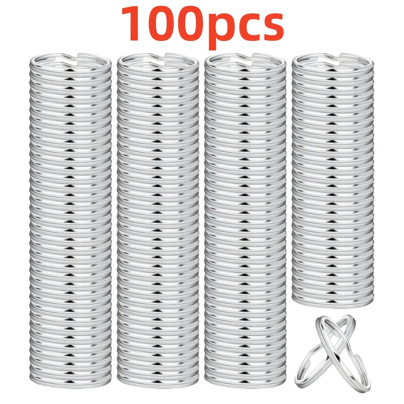 TEMU 50/100 Paquets de Porte-clés 25mm, Anneaux à Clé Divisibles en Gros pour Porte-clés et Bricolage