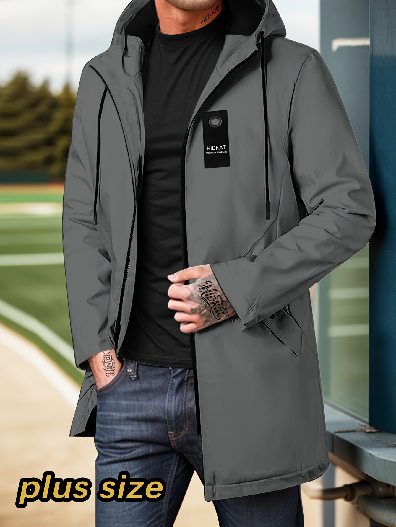 men's oversized hooded jacket solid green/black/other colors