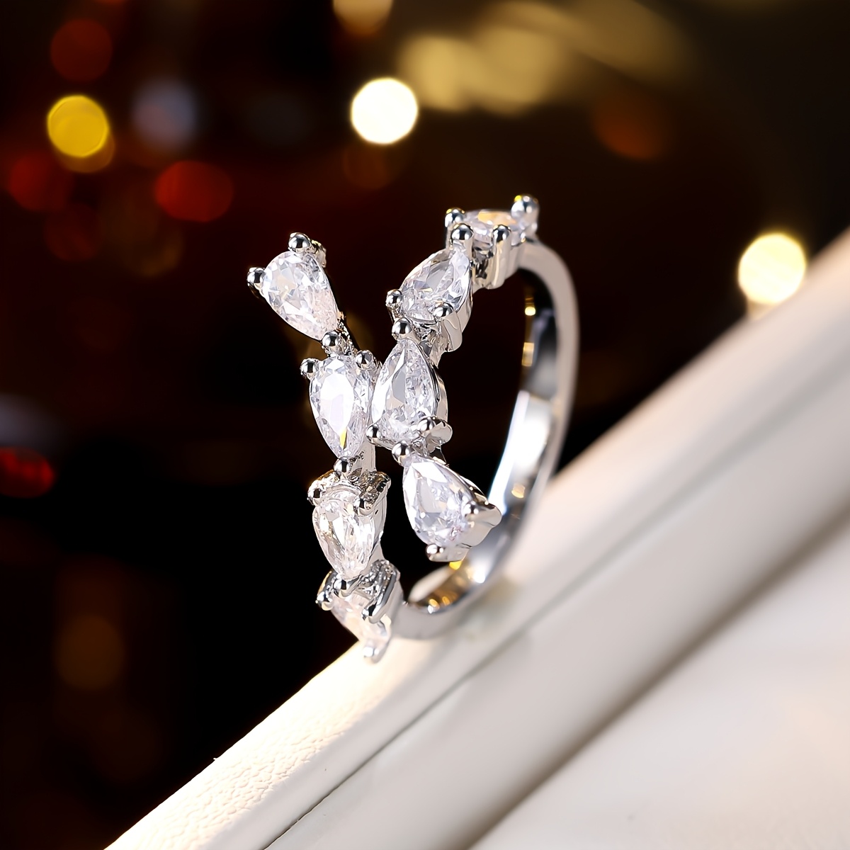 Women's Light Luxury Cross-Open Statement Ring, Versatile Design
