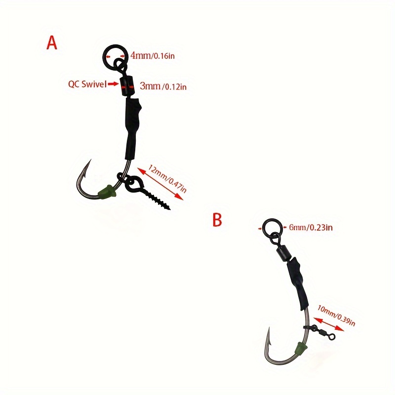 

8pcs Barbed Carp Fishing Hooks, Ready Tied Ronnie Rig, Hair Chod Rig, Fishing Accessories