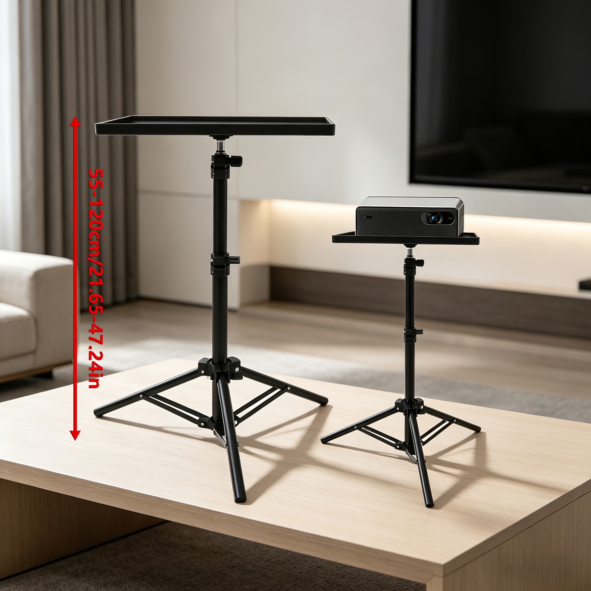 TEMU Projector Tray Stand Sold Separately. No Drilling Required For Installation. Height Adjustable. Laptop Stand. Metal Construction. Suitable For
