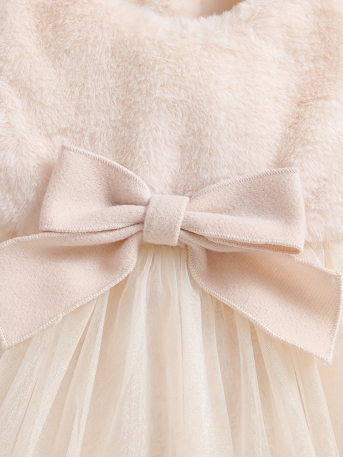 girls eid outfit ramadan dress autumn winter     dress set plush bow delicate dress fashion lace sweet skirt cute and gentle outfit for little princess sweet outdoor wear   outdoor Product details 3