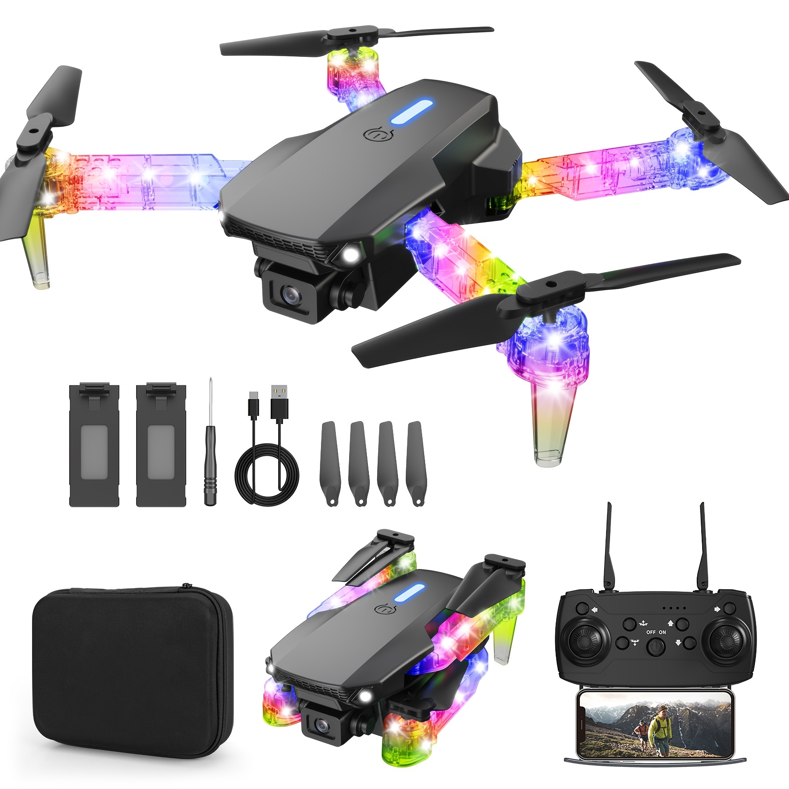 

E88 Dual Battery Drone With App Control - -button & , Wifi For Aerial Photography, Perfect Christmas Or Thanksgiving Gift