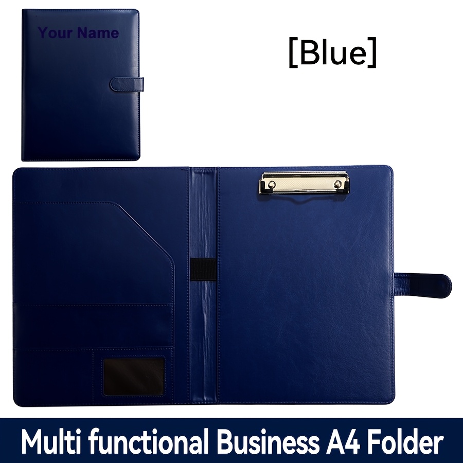 TEMU Customize Your Name Phone Number A4 Folder Office Storage Business Pu Leather Signing Book Office Supplies Gift Workers Clients For