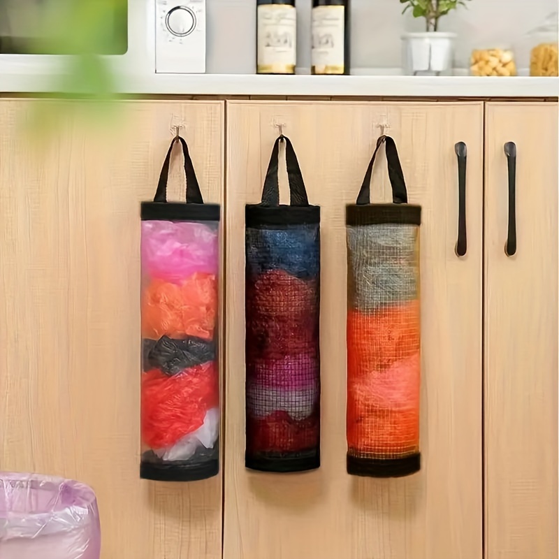 

1pcs Wall Mounted Mesh Trash Bag Organizer, Wall Mounted Plastic Grocery Bag Holder, Folding Shopping Bag Organizer - , Washable Plastic Bag Organizer For Kitchen, Bathroom And Bedroom