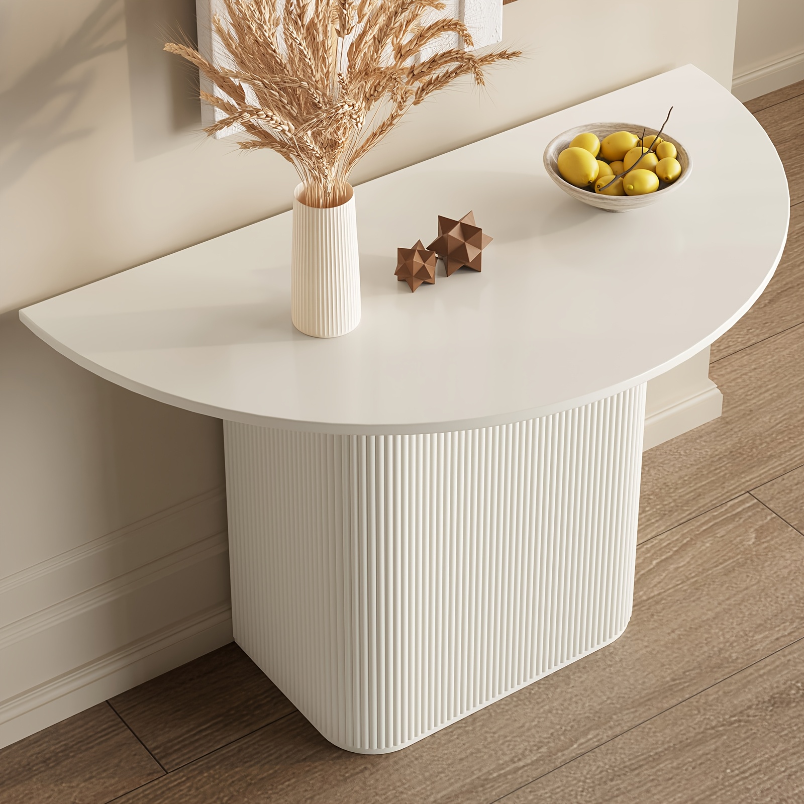 Modern Half-moon Wall Table With Storage Space - Space- Semi- Table Suitable For 2 People, Table With Chair Combination Option, Minimalist For, Apartment, Restaurant ()