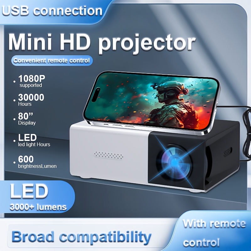 

Xbj Hd Projector - Smartphone & Usb , 3d Ready, High- For Movie, Tv, Gaming & Office Presentations