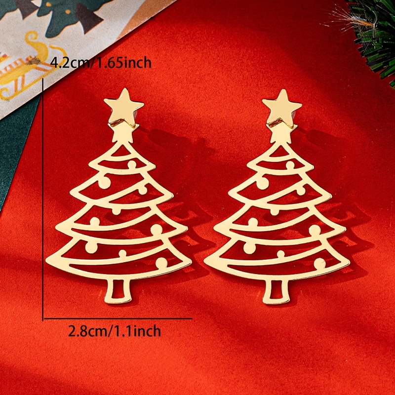 Christmas Hollow Tree Star Stud Earrings, 2pcs Set