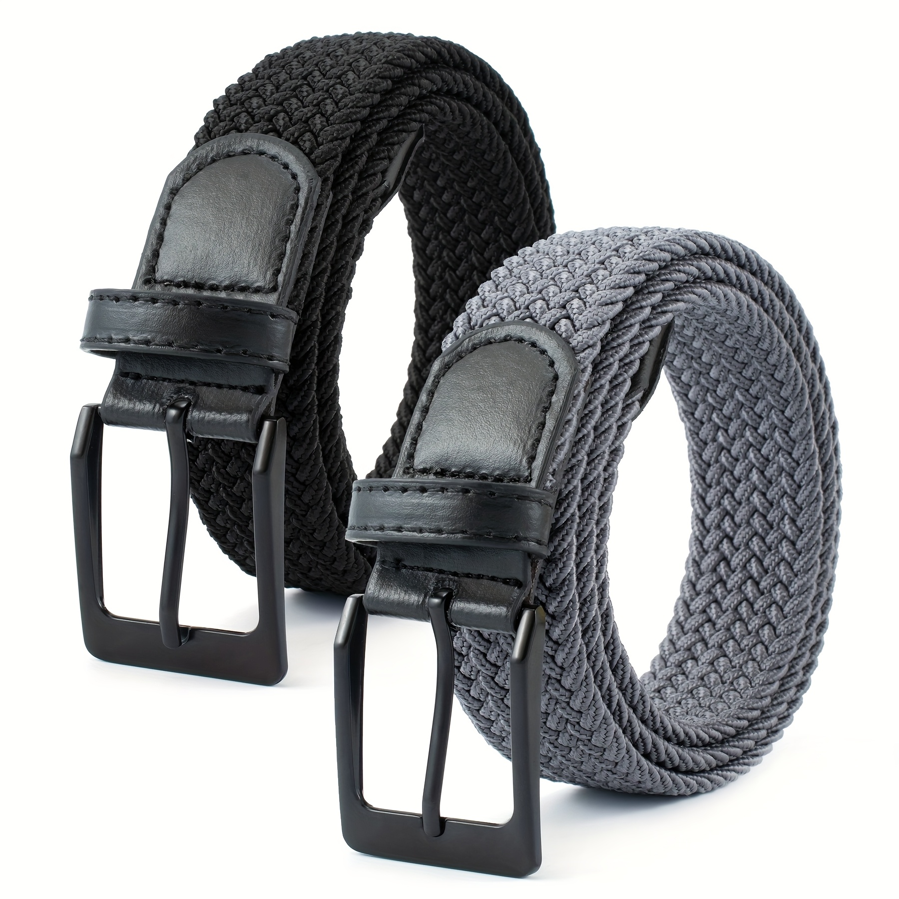 Image of 2pcs Men's And Women's Universal Needle Waist Belt, Breathable, No Punching, Fashionable And Casual Belt