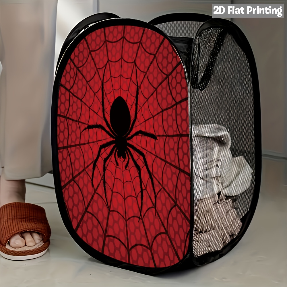 TEMU 1pc Of A Pop-up Laundry Hamper Featuring A Web Design, Easily Foldable For Organizing Clothes And Towels In Your Bedroom Closet, Equipped With A