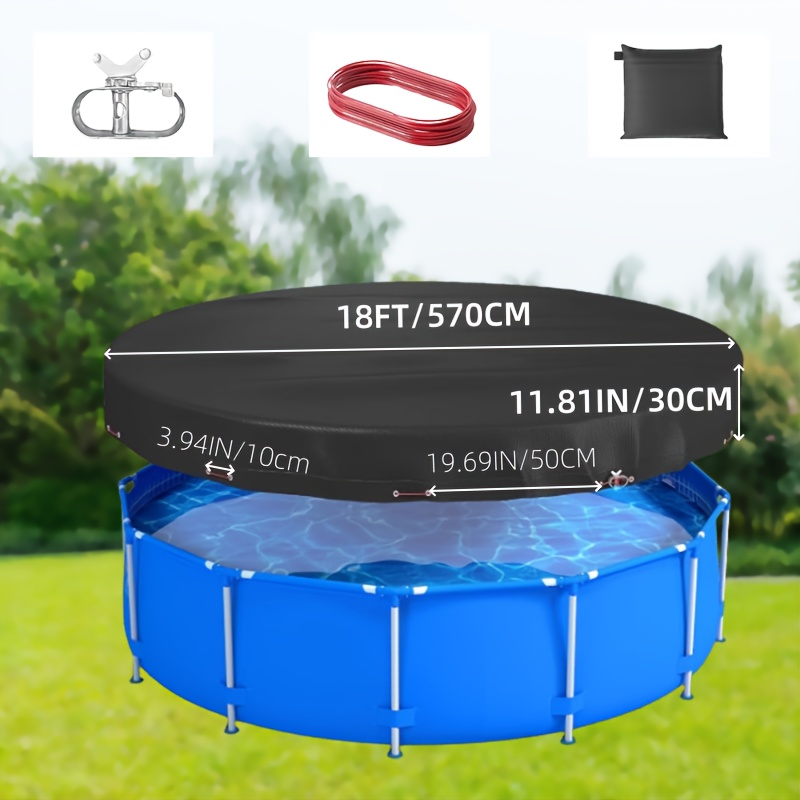 Image of Heavy-duty Round Pool Cover Suitable For 12/15/18/21/24 Ft. Above-ground Pools; Durable Outdoor Pool Cover With Cable, Protection; Compatible With Frame Pools And Trampolines