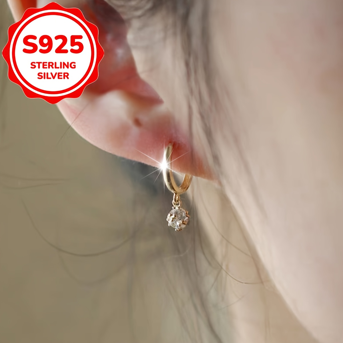 2pcs Women's S925 Exquisite Sparkling Ball Hoop Earrings