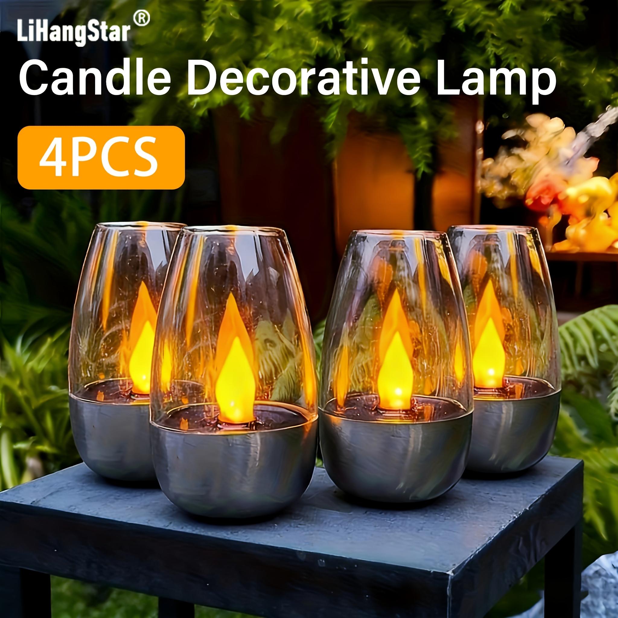 Image of 4pcs Flame-free Flickering Candles, Outdoor Solar Lights, Led Decorative Candles, Portable Led Candle Lights, Ideal For: Party Decorations, Weddings, Bars, Home Use, Outdoor Dinners And Picnics
