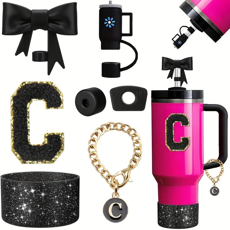 juego de accesorios para tazas de 30oz y 40oz, incluyendo una corona, una cubierta para de mini taza, un tapón de silicona para taza, un tapón antideslizante, un adhesivo con y un para asa, para . detalles 7